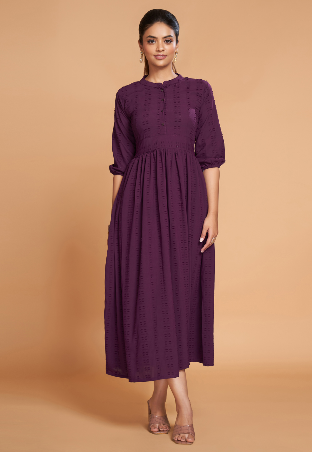 Wine Georgette Long Tunic 270884