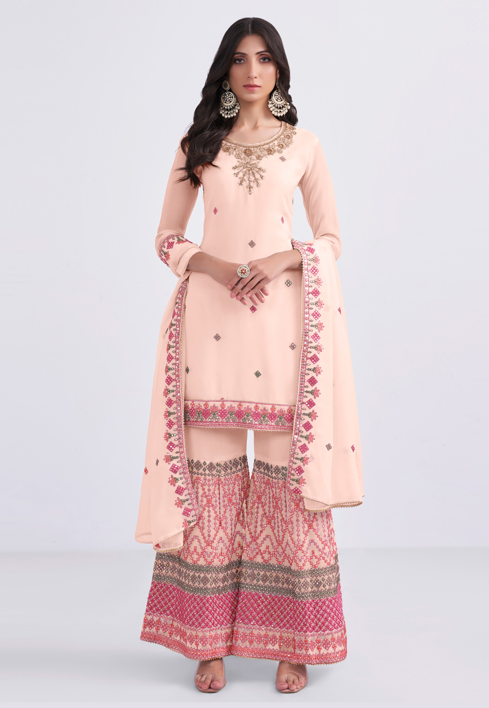 Peach Georgette Pakistani Suit 254445