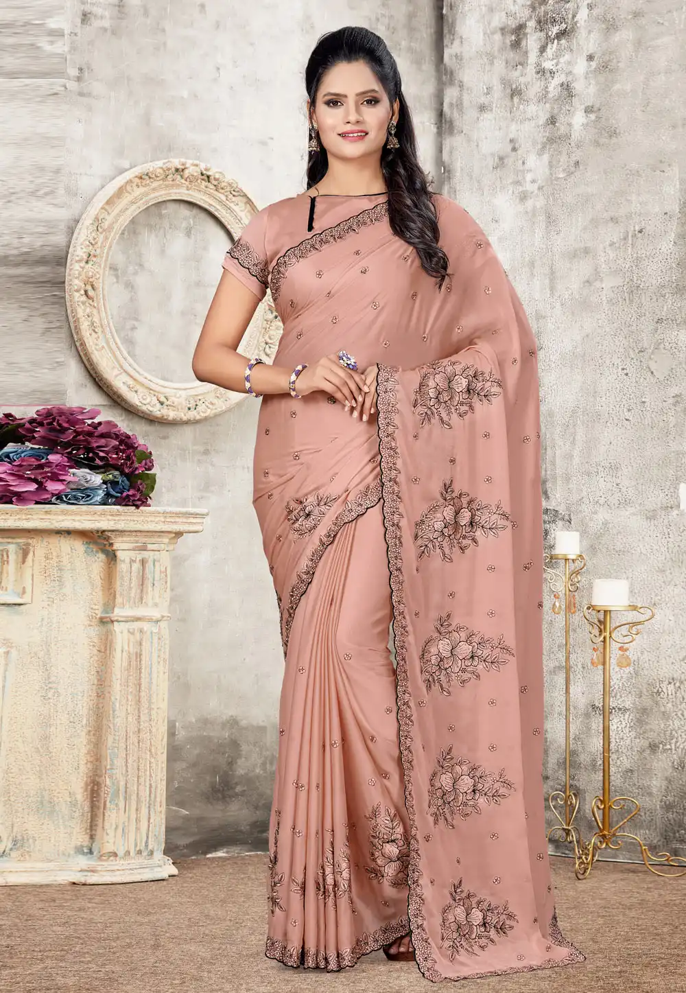 Peach Silk Festival Wear Saree 220370