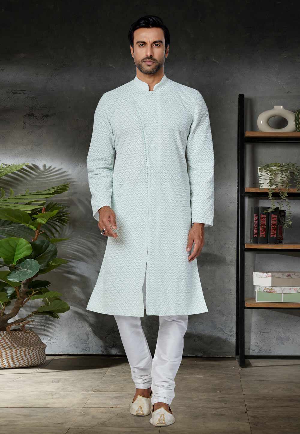 Sea Green Georgette Indo Western Kurta 259876