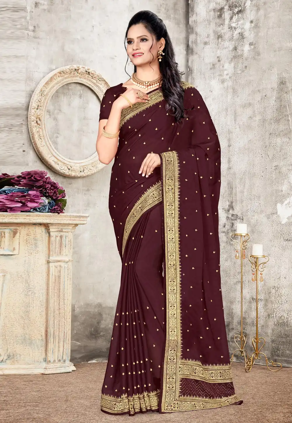 Maroon Silk Festival Wear Saree 220374