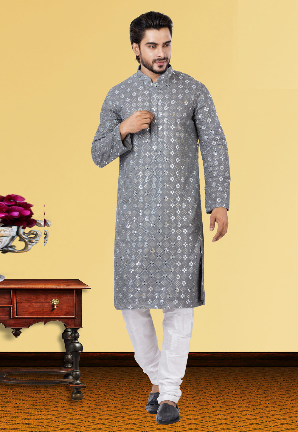 Grey Georgette Kurta Pajama 249747