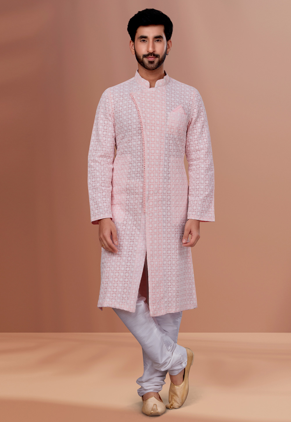 Pink Georgette Indo Western Kurta 259886