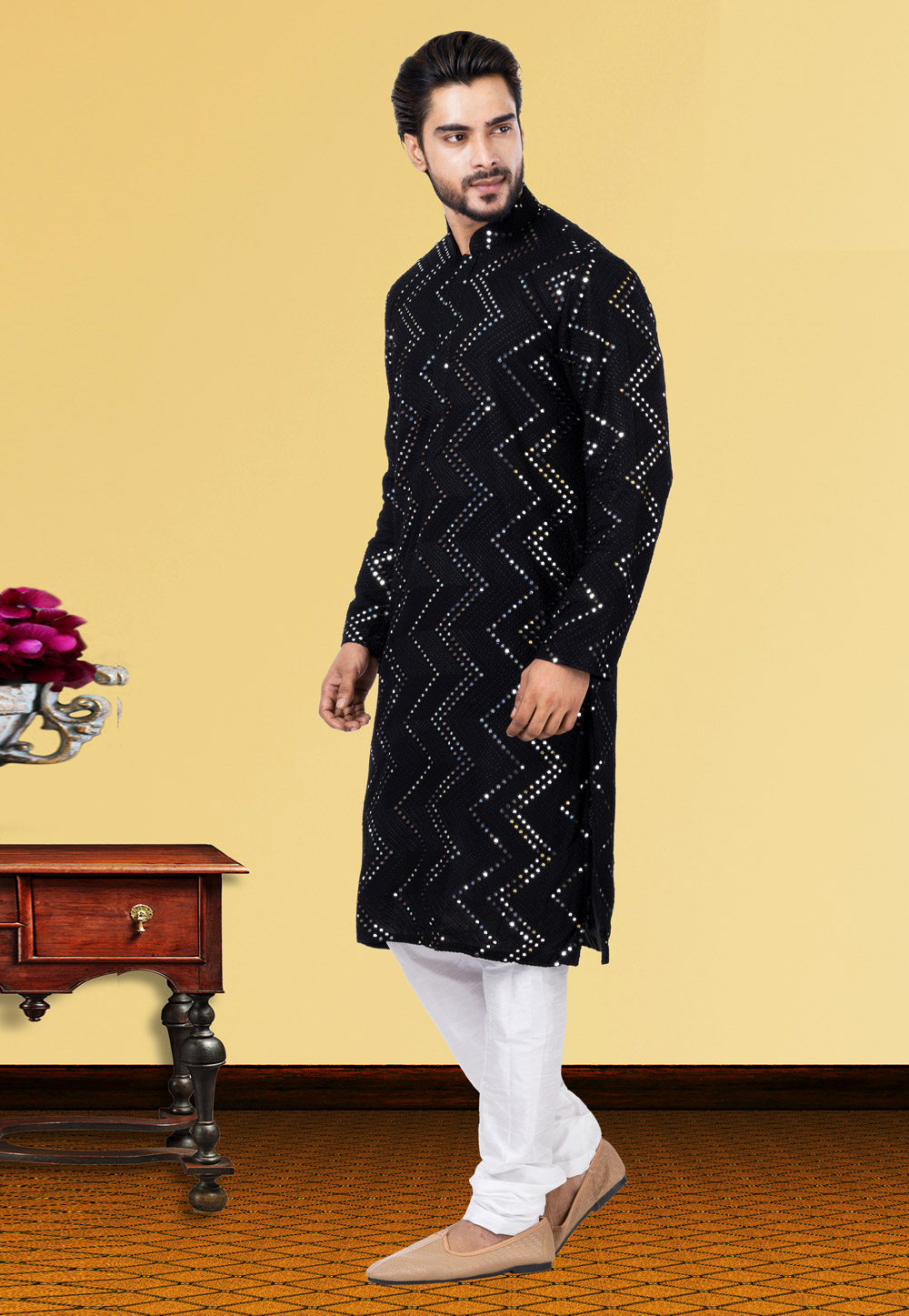 Black Georgette Kurta Pajama 249749