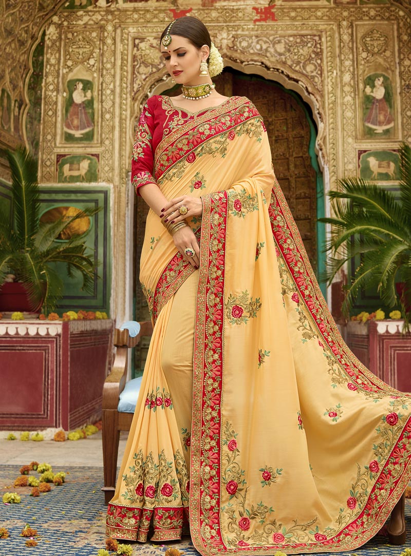 Yellow Silk Festival Wear Saree 147372