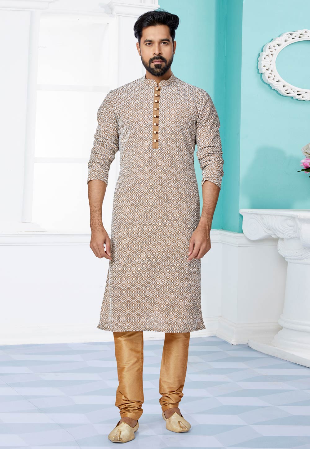 Brown Georgette Kurta Pajama 259497