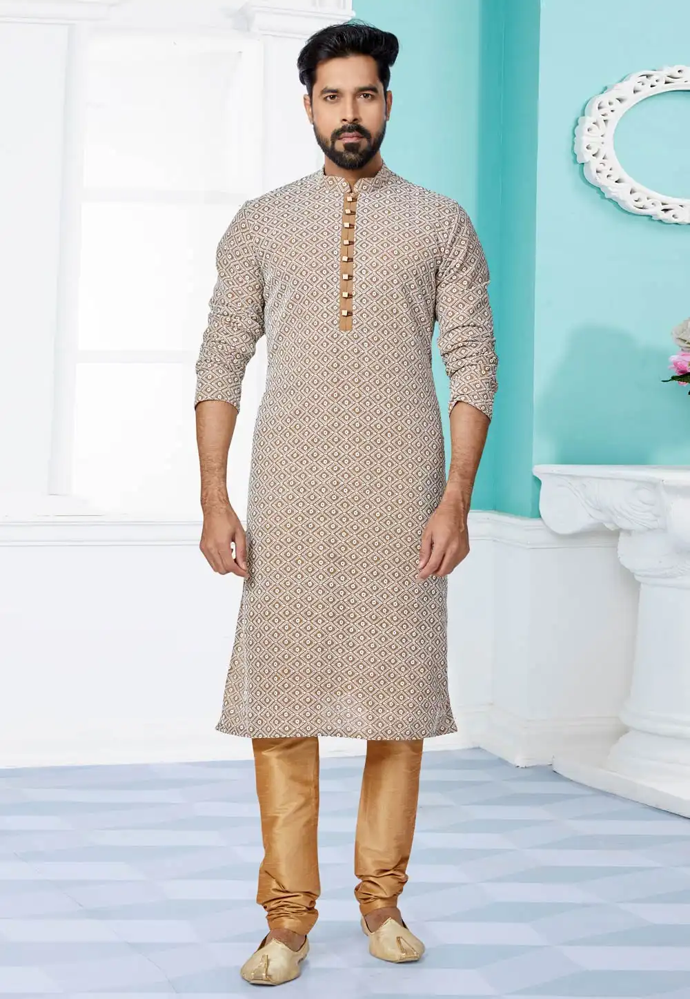 Brown Georgette Kurta Pajama 259497