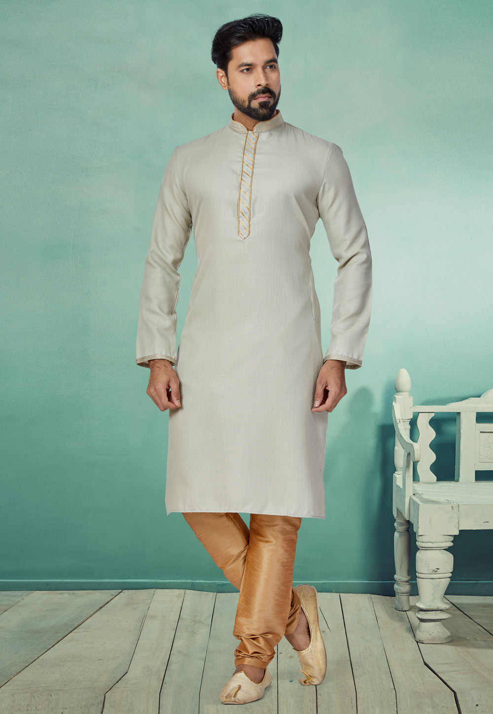 Grey Cotton Kurta Pajama 259477