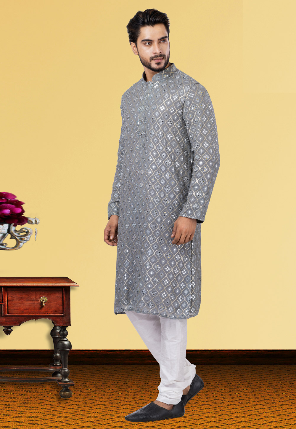 Grey Georgette Kurta Pajama 249754