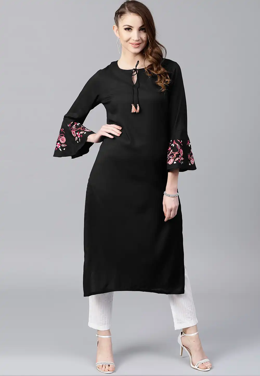 Black Rayon Readymade Pant Style Suit 204934