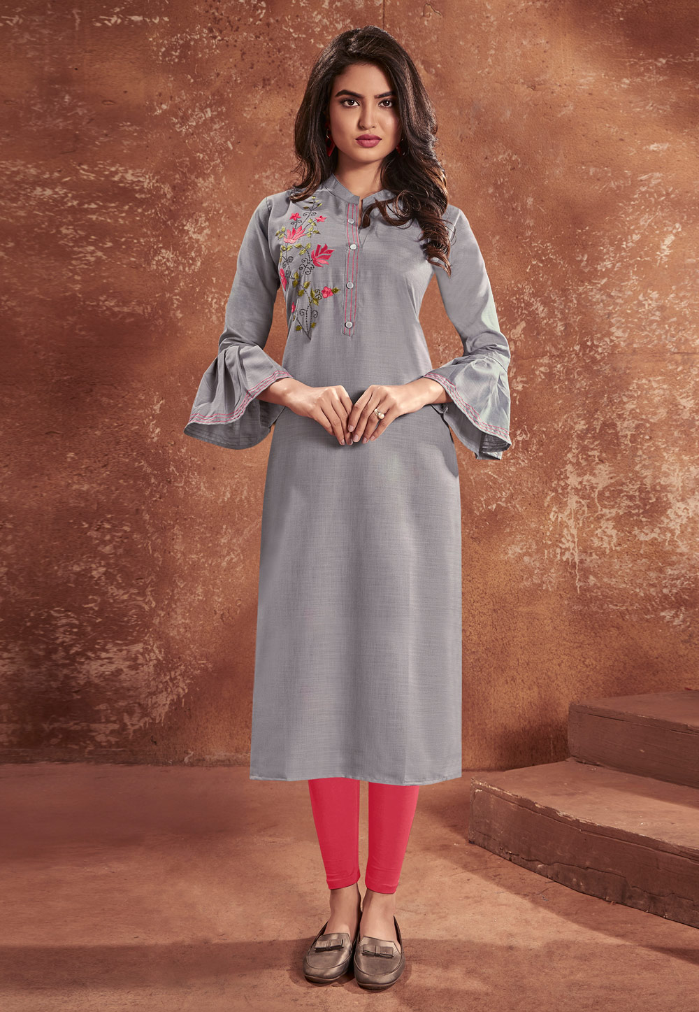 Grey Cotton Kurti 221731