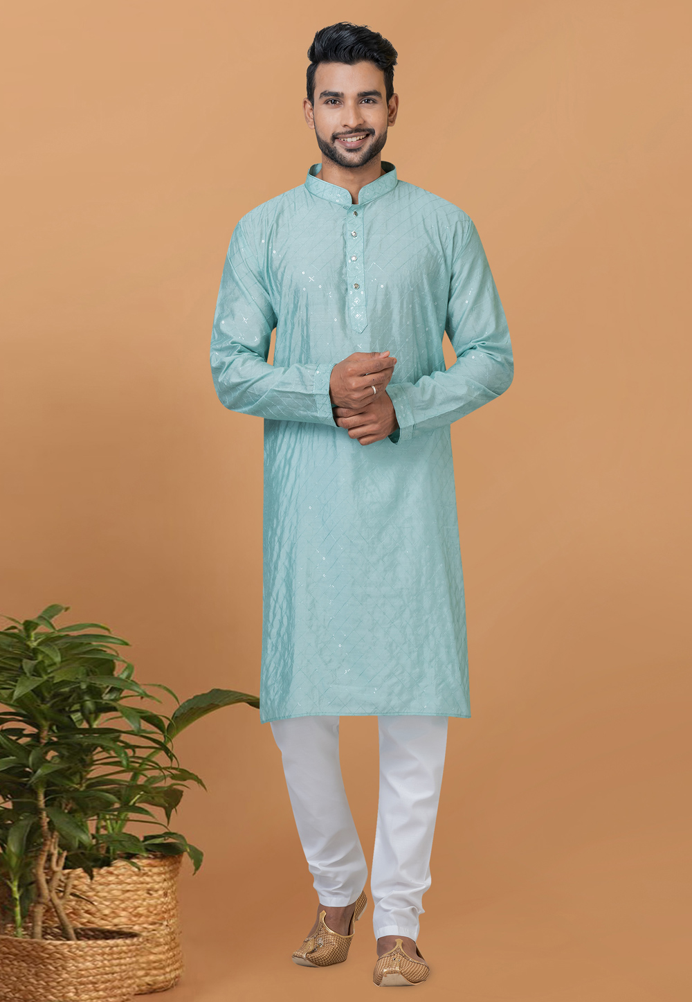 Sky Blue Viscose Kurta Pajama 275822