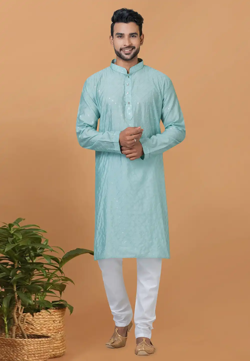 Sky Blue Viscose Kurta Pajama 275822