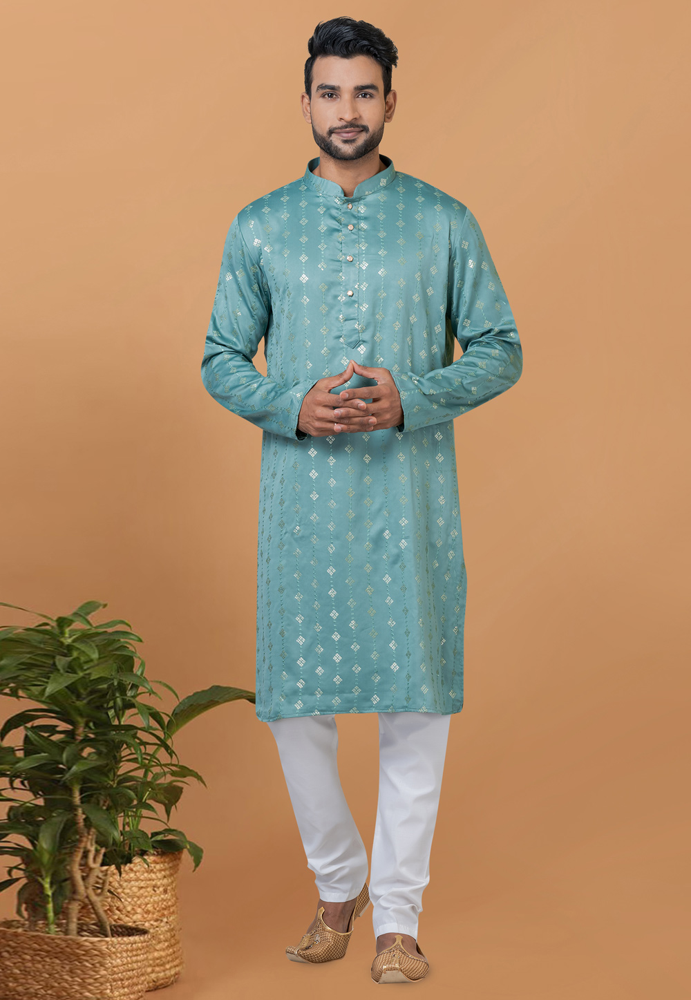 Sea Green Silk Kurta Pajama 275828