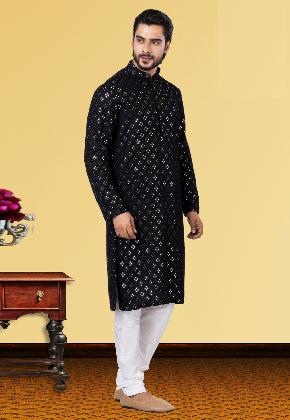 Black Georgette Kurta Pajama 249756