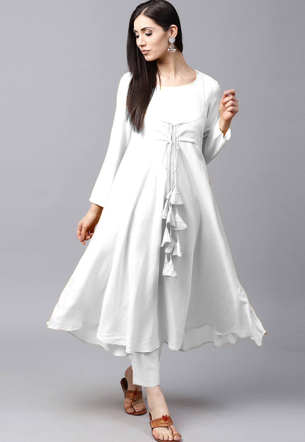 White Rayon Readymade Pant Style Suit 204936