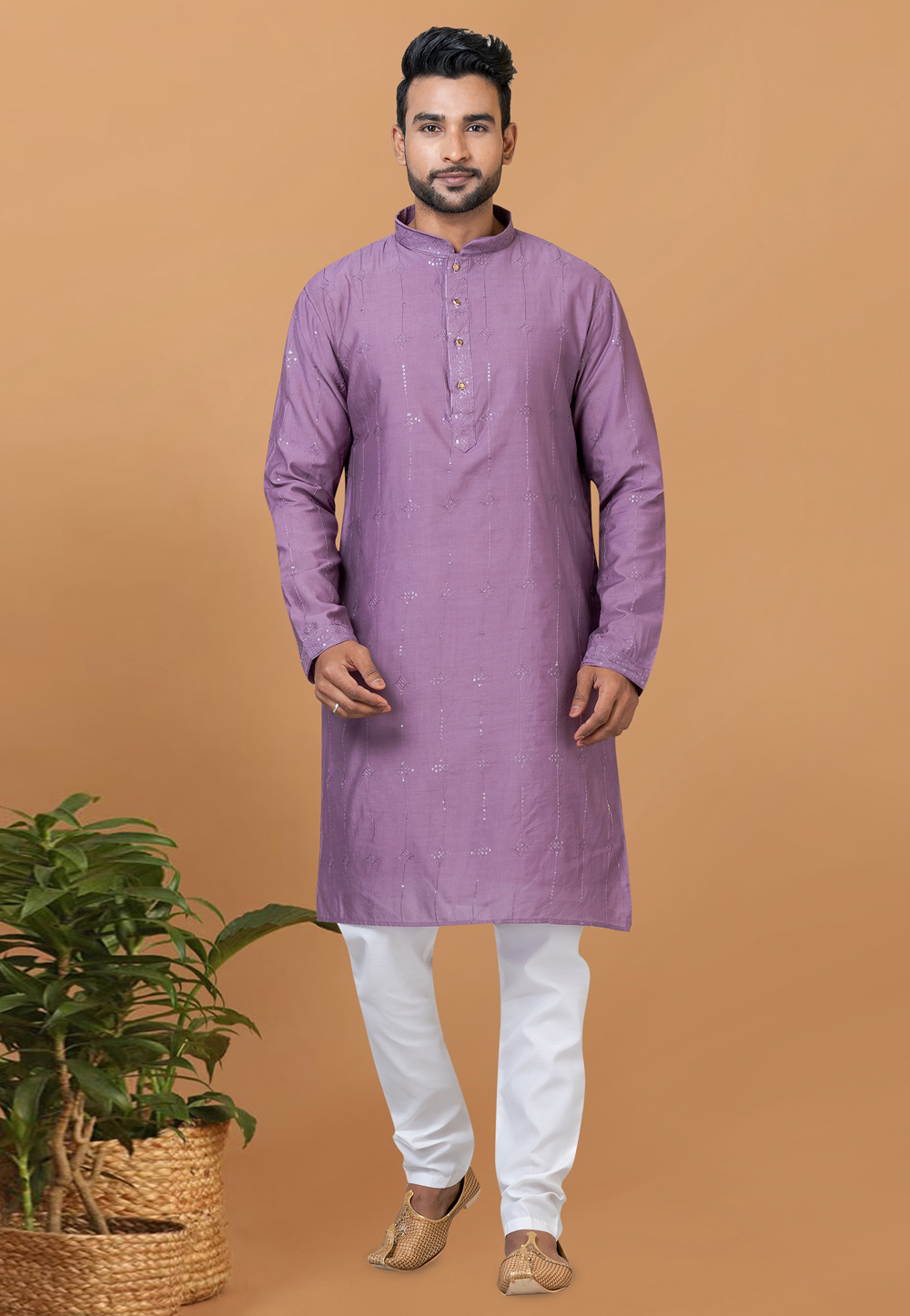 Light Purple Viscose Kurta Pajama 275831