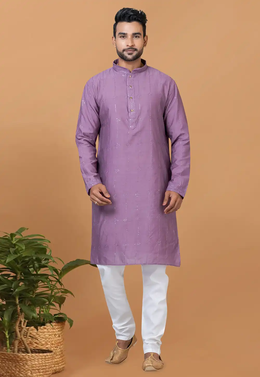 Light Purple Viscose Kurta Pajama 275831