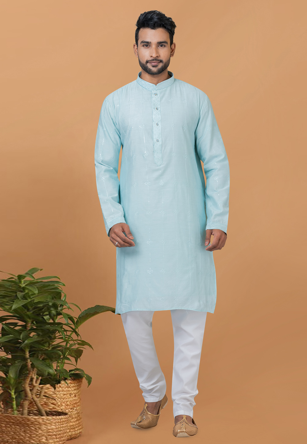 Sky Blue Viscose Kurta Pajama 275832