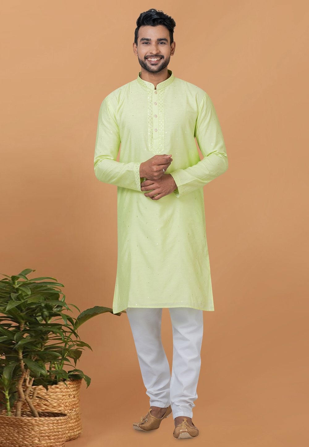 Light Green Viscose Kurta Pajama 275834