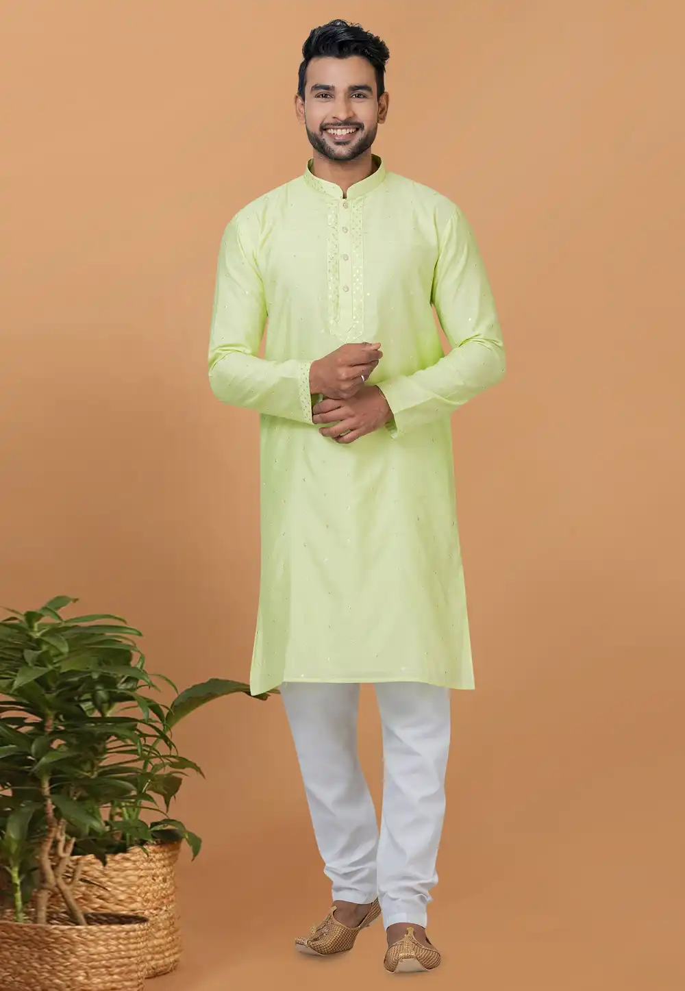 Light Green Viscose Kurta Pajama 275834