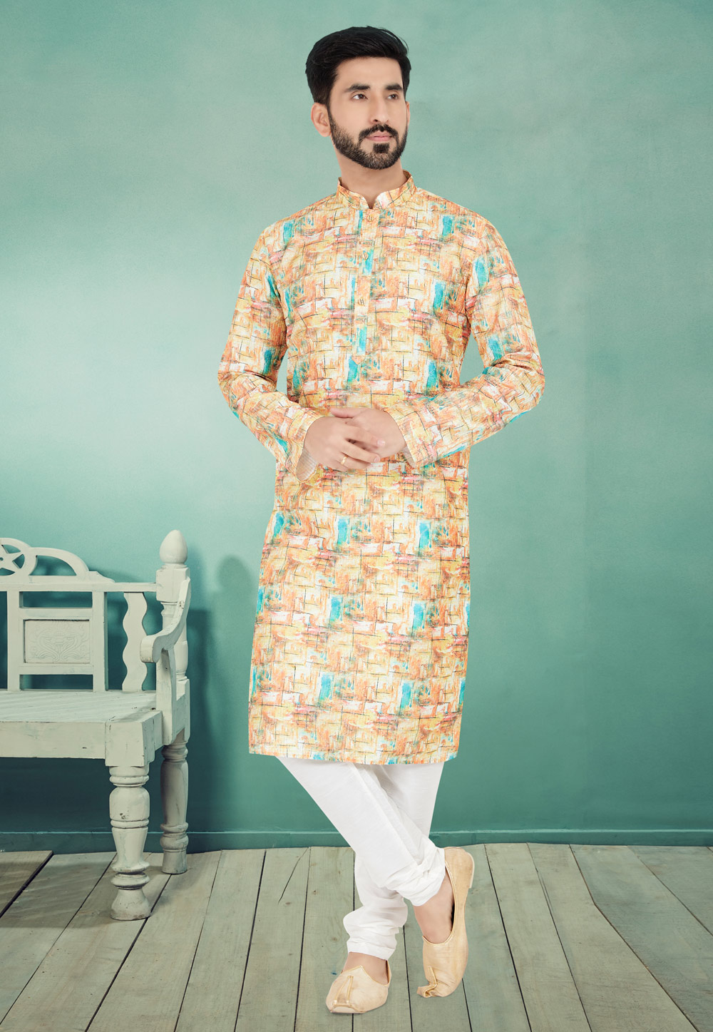 Multicolor Polyster Printed Kurta Pajama 259715