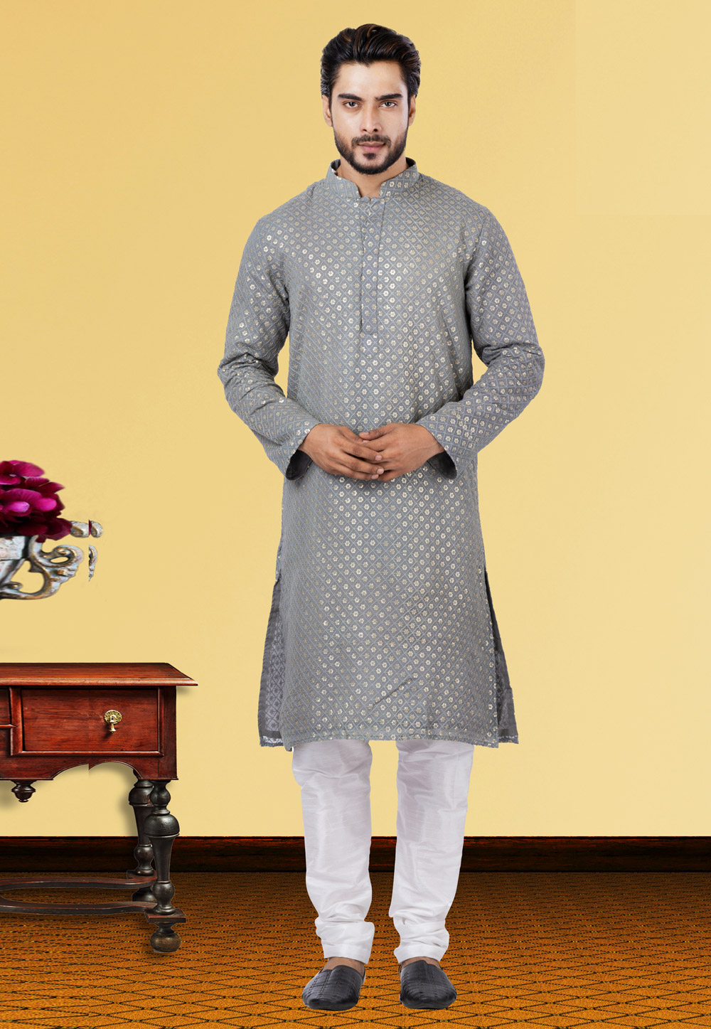 Grey Georgette Kurta Pajama 249758
