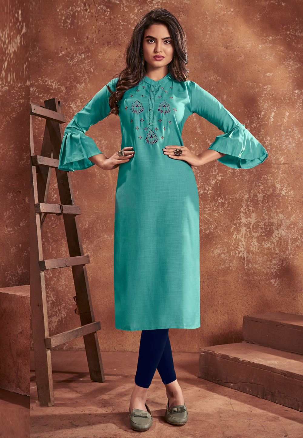 Sea Green Cotton Tunic 221734