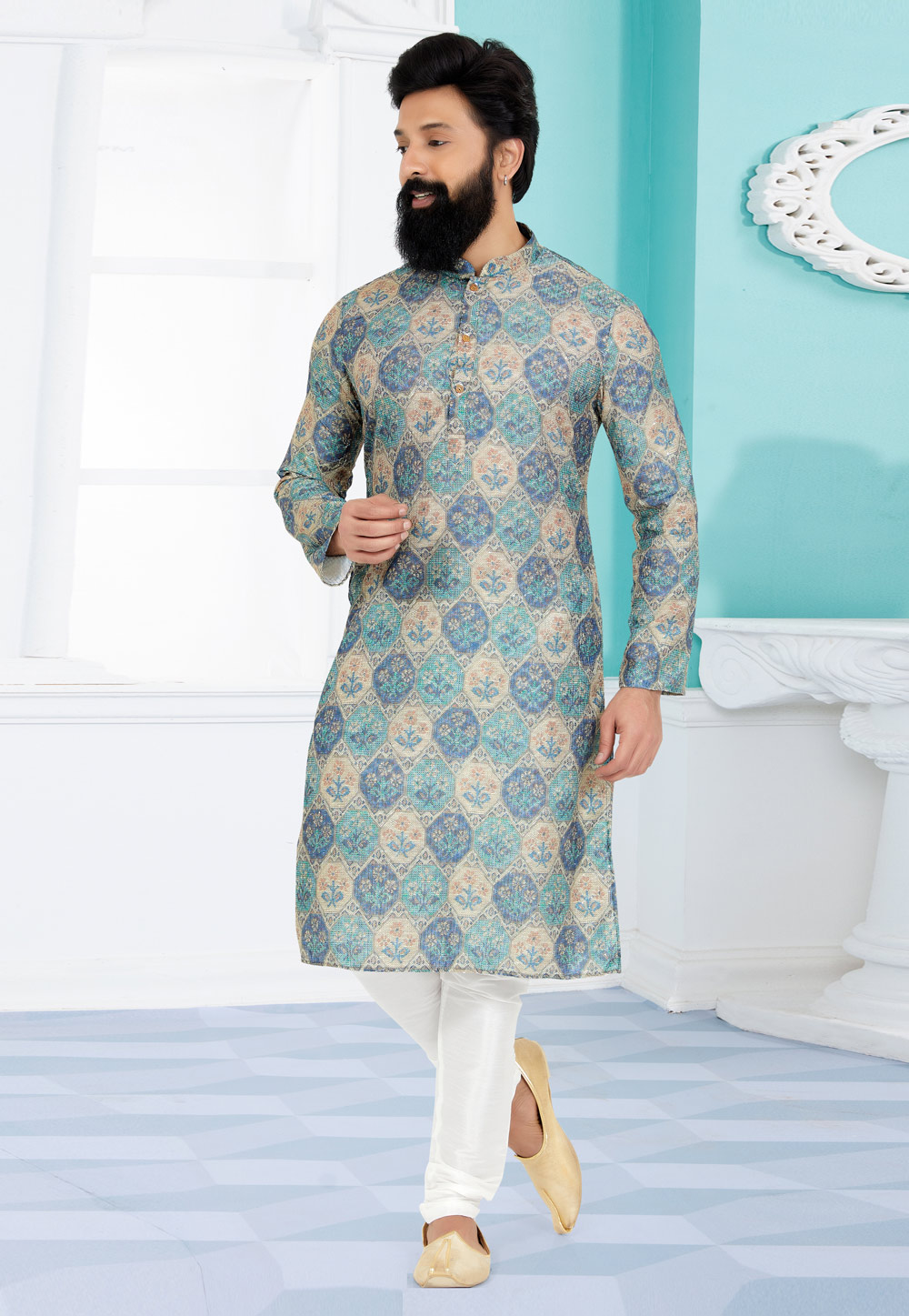Multicolor Polyster Printed Kurta Pajama 259721