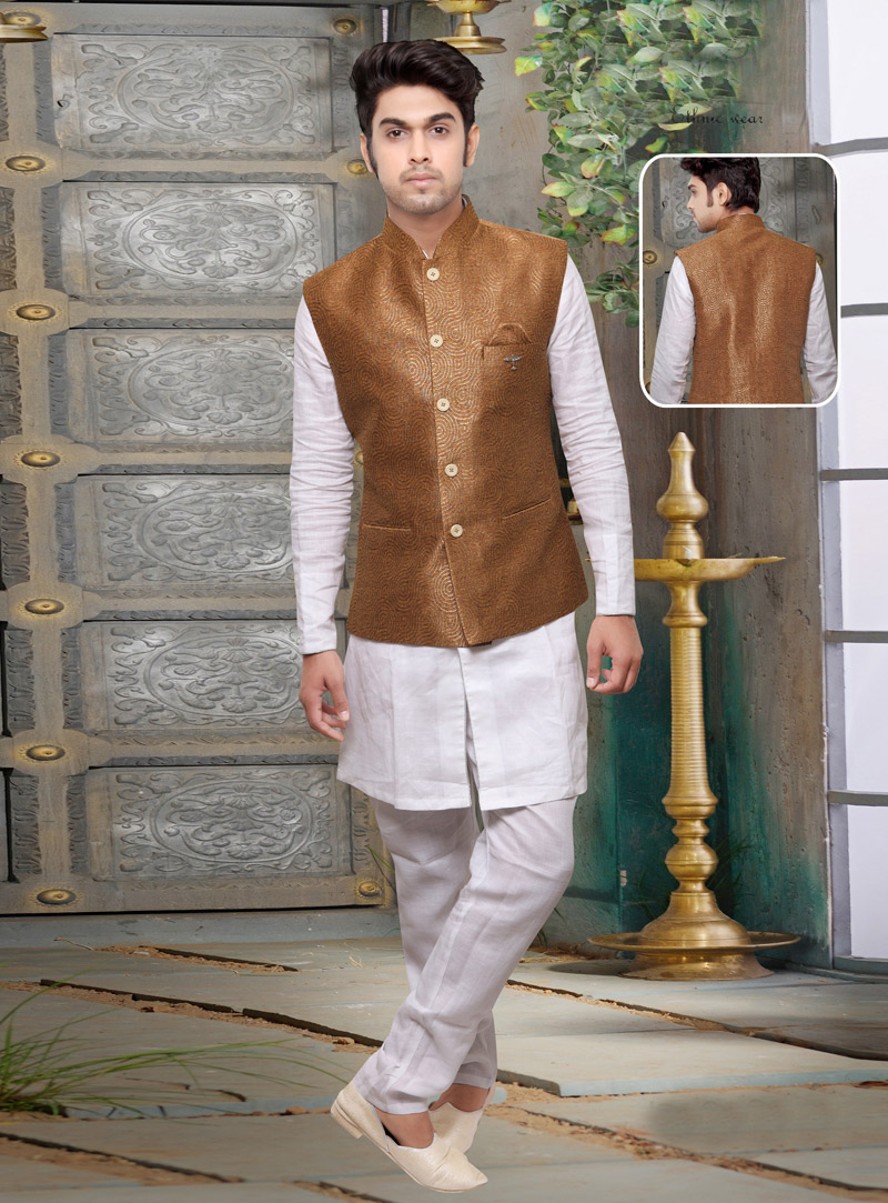 Brown Jute Readymade Jacket 127975