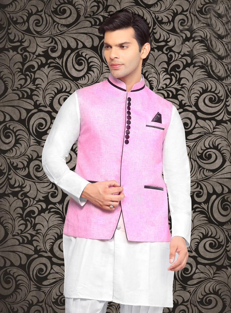 Pink Linen Readymade Jacket 127854