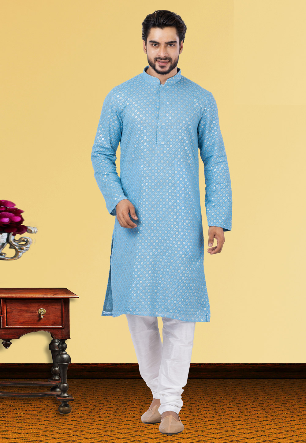 Sky Blue Georgette Kurta Pajama 249760