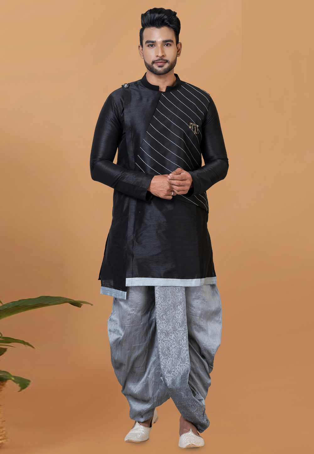 Black Banarasi Dhoti Kurta 272256