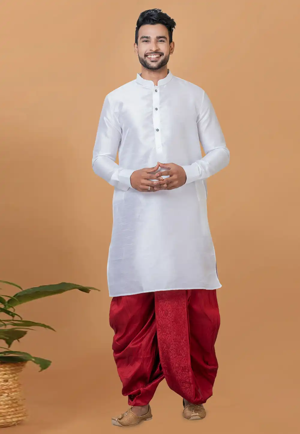 White Banarasi Dhoti Kurta 272261
