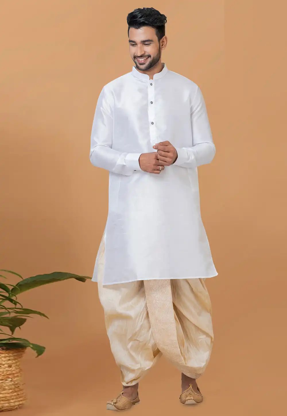 White Banarasi Dhoti Kurta 272262