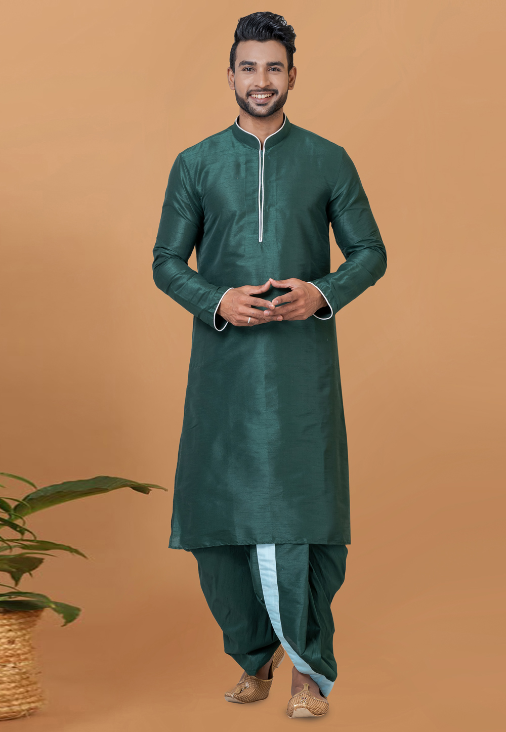 Green Banarasi Dhoti Kurta 272264