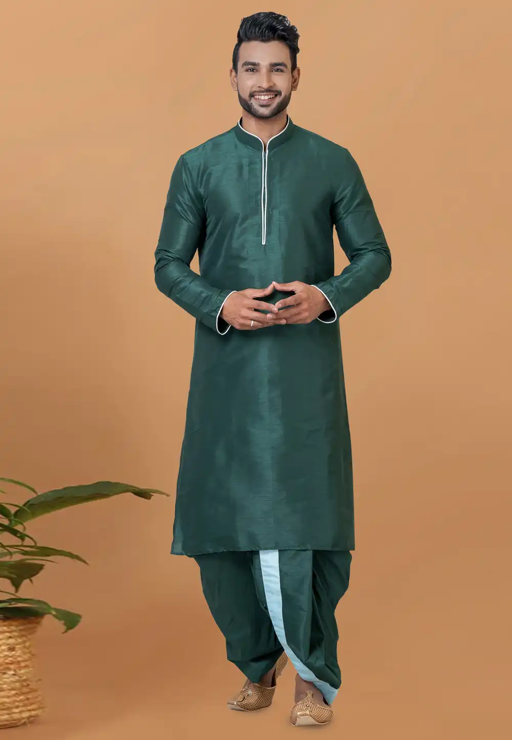 Green Banarasi Dhoti Kurta 272264