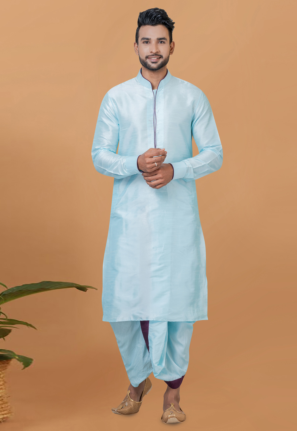 Sky Blue Banarasi Dhoti Kurta 272266