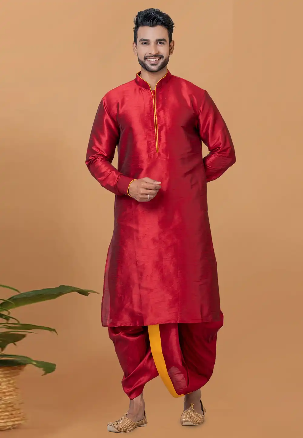 Red Banarasi Dhoti Kurta 272270