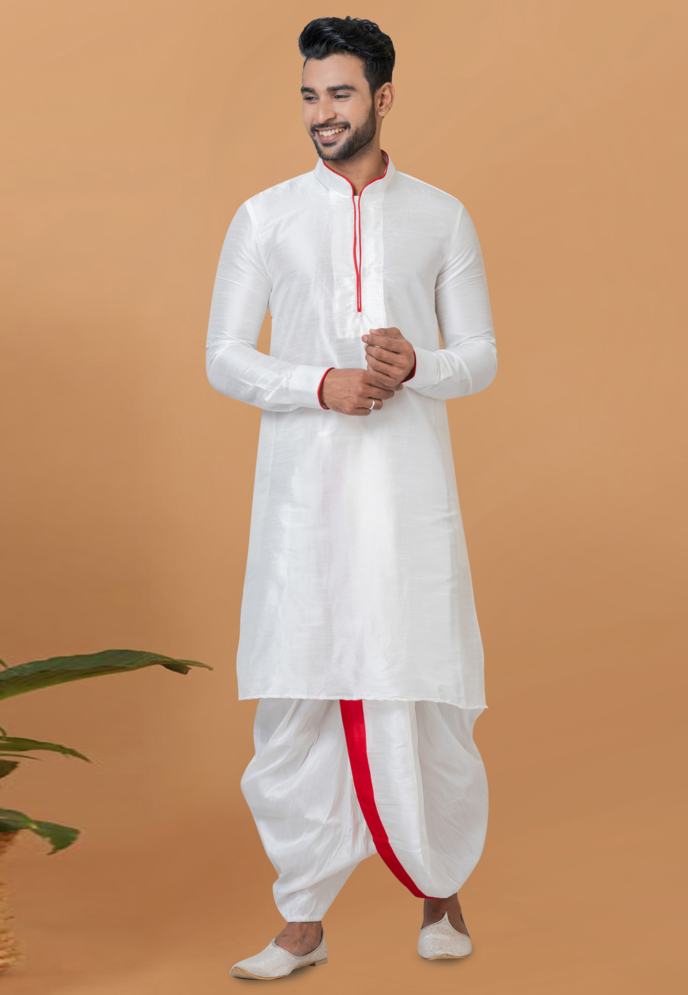 White Banarasi Dhoti Kurta 272278