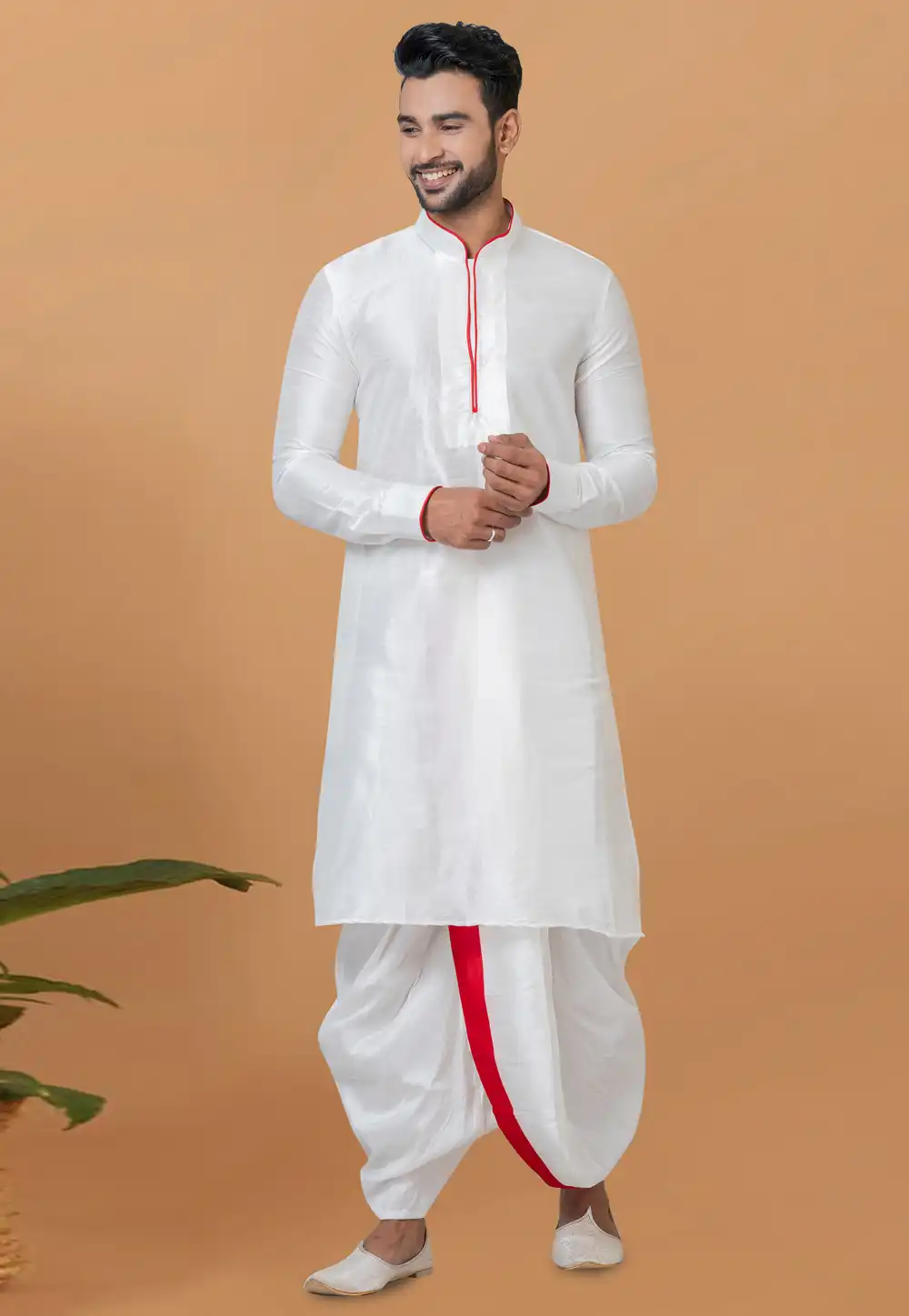 White Banarasi Dhoti Kurta 272278