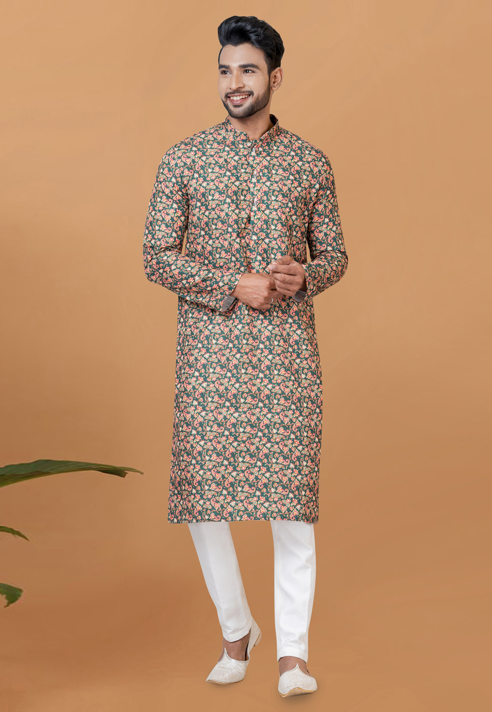 Green Cotton Kurta Pajama 273039