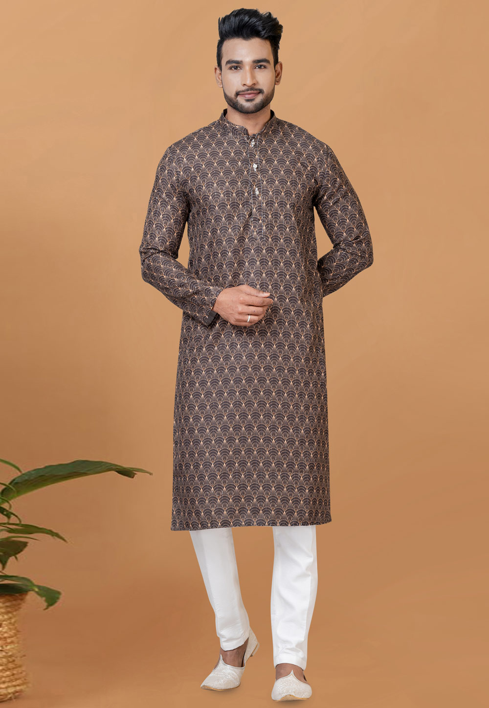 Brown Cotton Kurta Pajama 273042