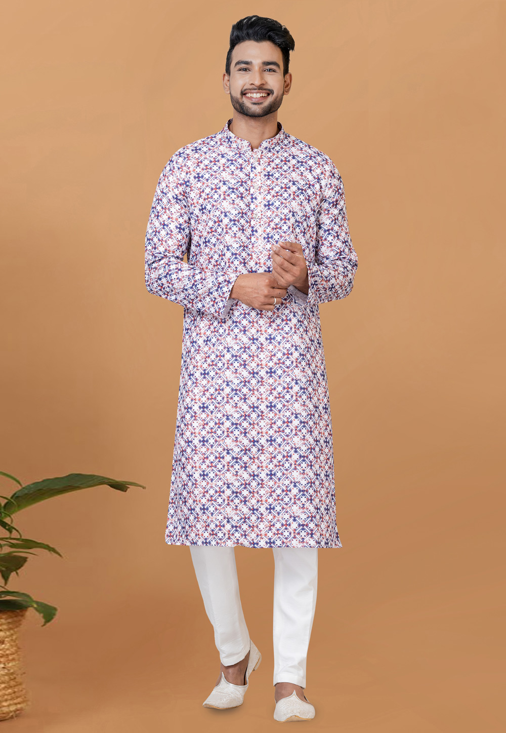 White Cotton Kurta Pajama 273048