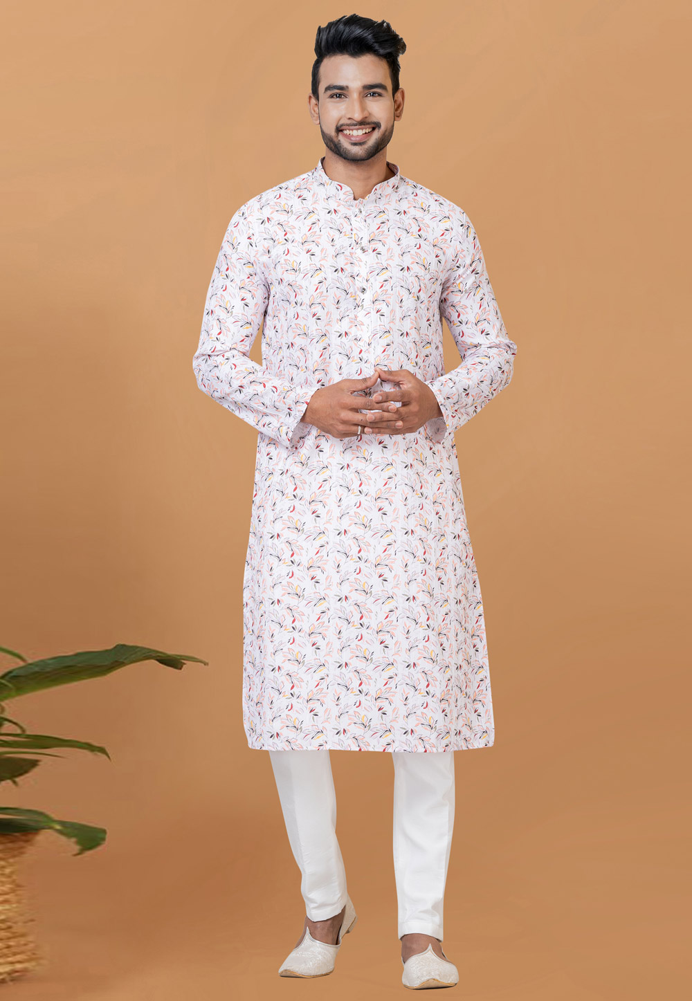 White Cotton Kurta Pajama 273050