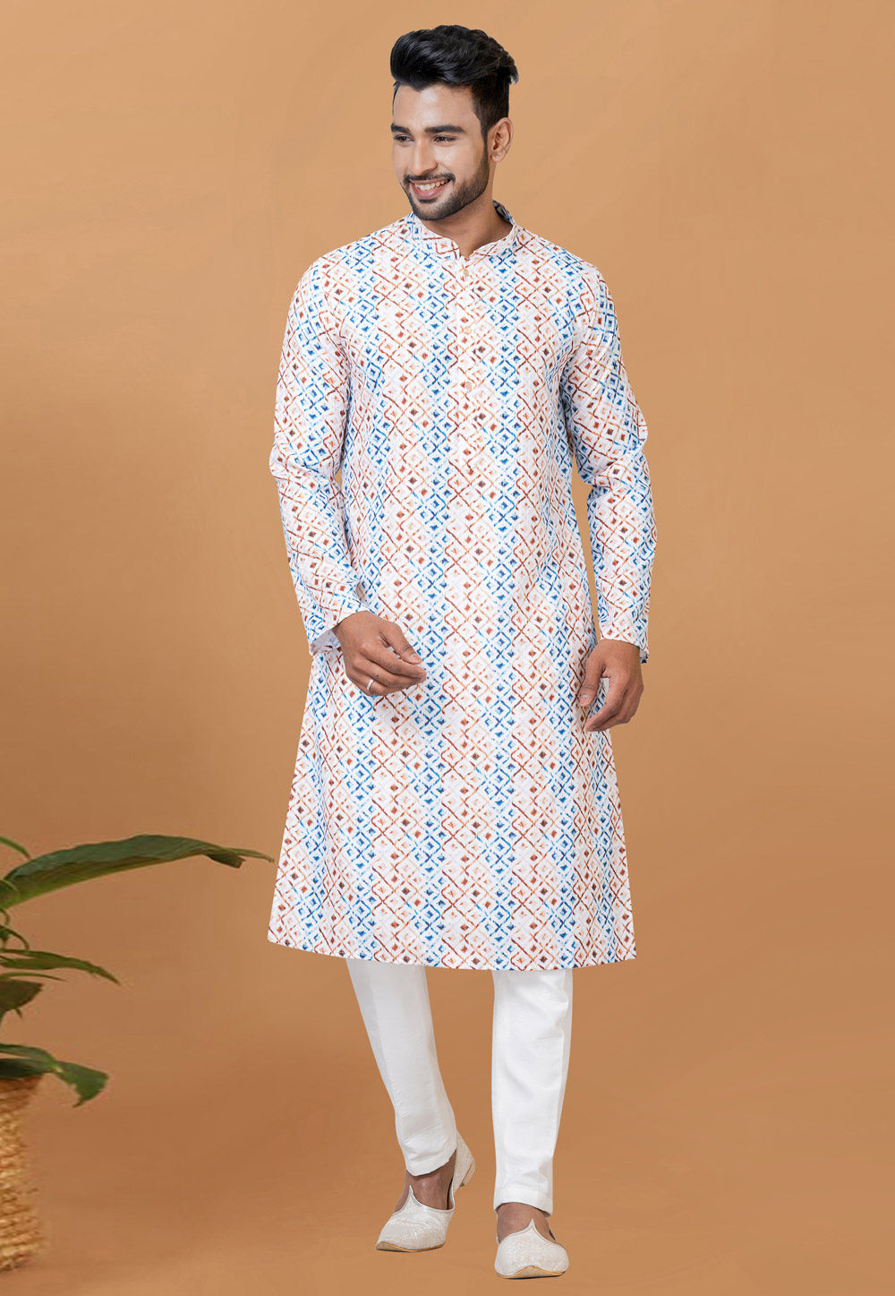 White Cotton Kurta Pajama 273051