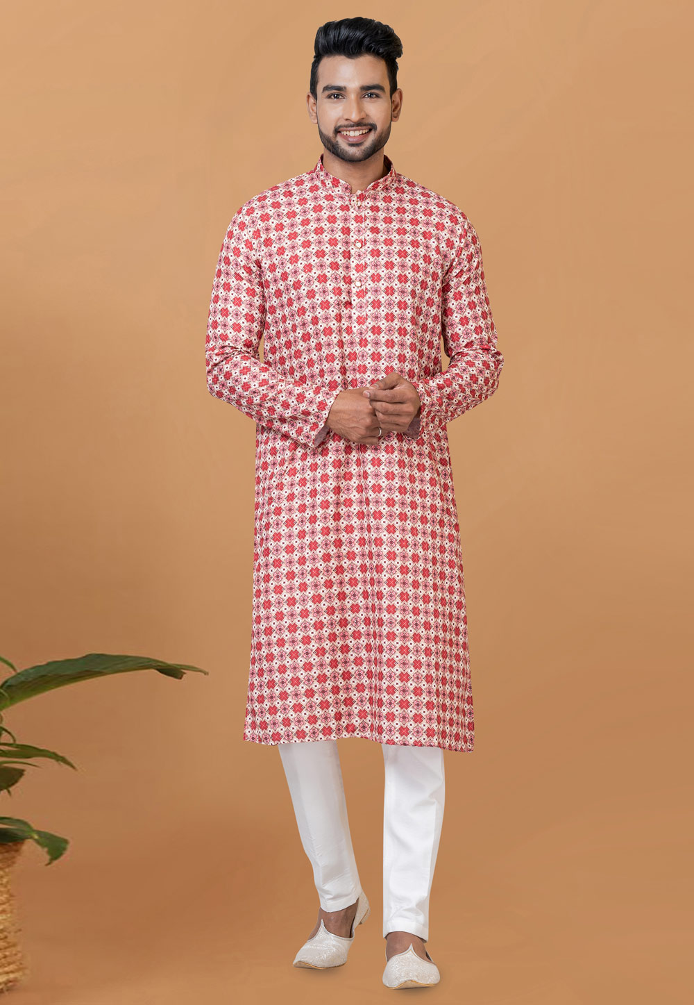 Off White Cotton Kurta Pajama 273054
