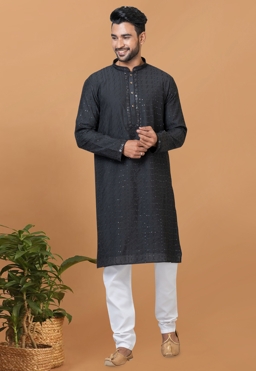 Black Viscose Kurta Pajama 276114
