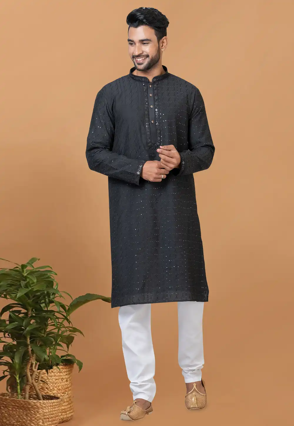 Black Viscose Kurta Pajama 276114