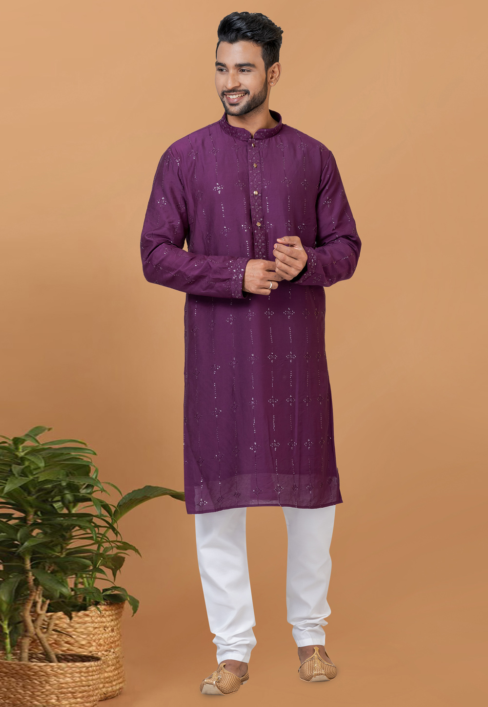 Purple Viscose Kurta Pajama 276116